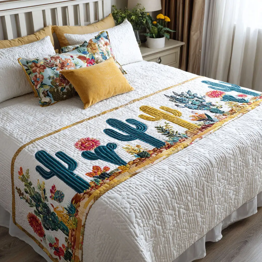 Wild Bloom West Quilted Bed Runner Wild Bloom West Floral-Western Gift