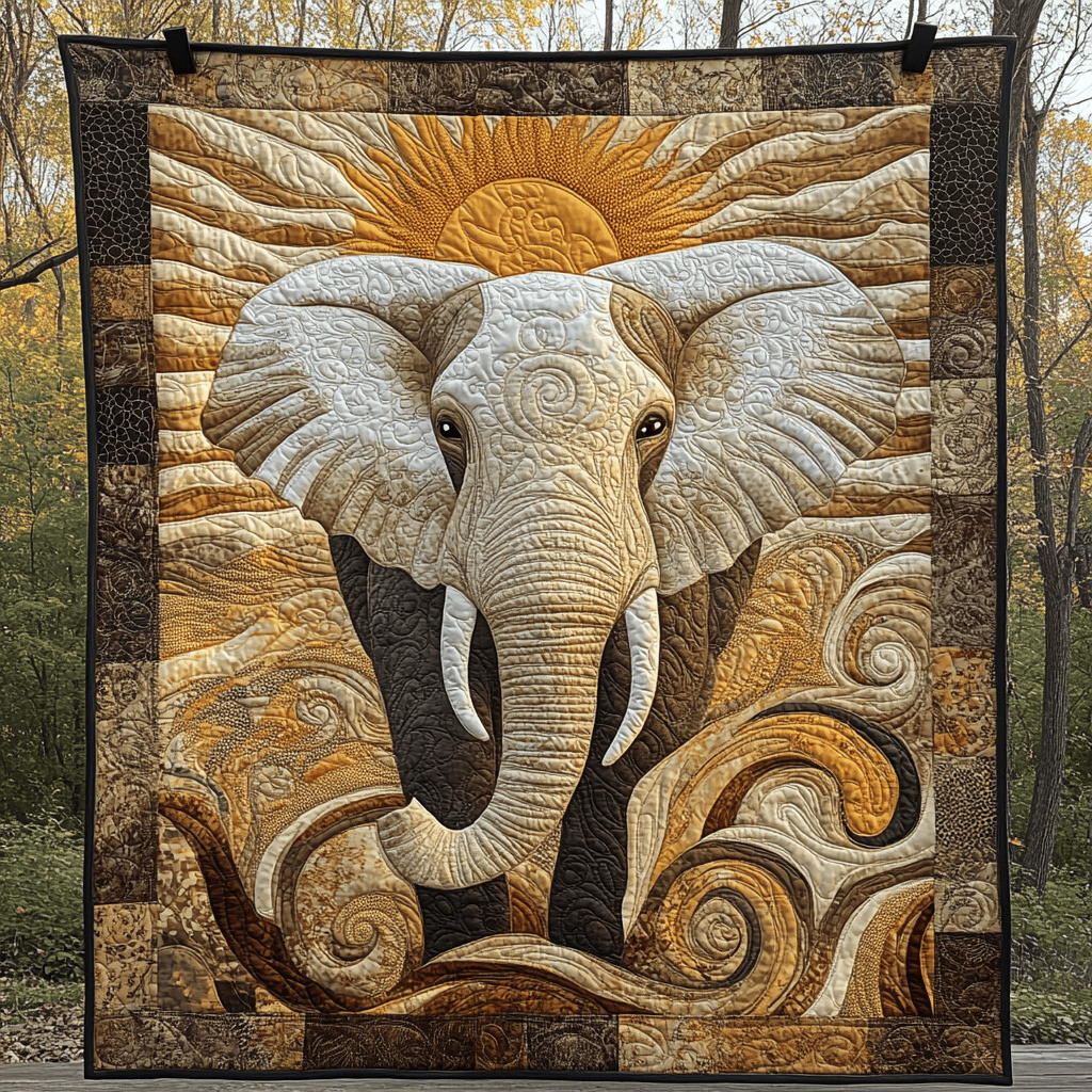 Wild Elephant Quilted Blanket Christmas Holiday Best Gifts For Bear Lovers Men
