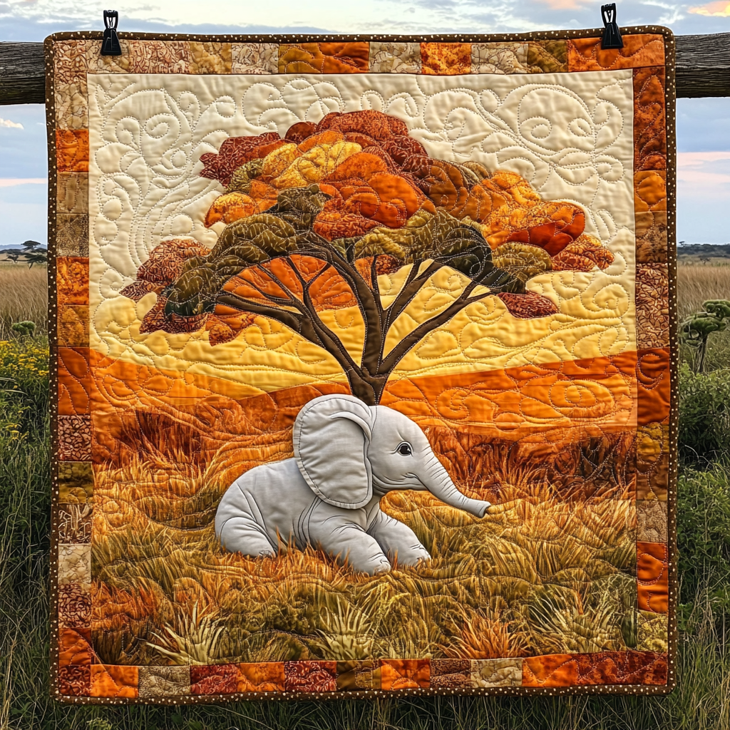 Wild Little One Quilted Blanket Cute Throw Blanket Presents For People Who Love Elephants Wild Little One Quilted Blanket Cute Throw Blanket Presents For People Who Love Elephants - Image 1