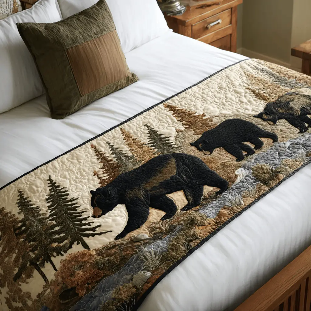 Wild River Run Quilted Bed Runner Wild River Flow Gift for Nature Lovers