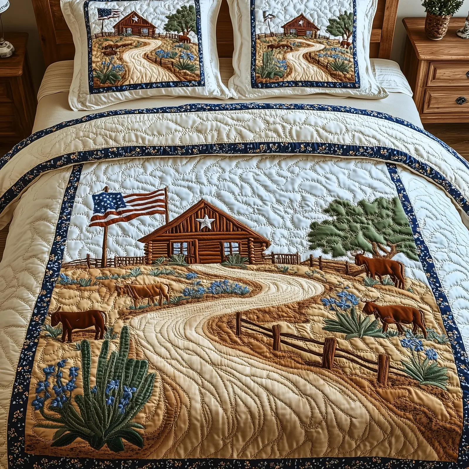 Wild Texas Dreams  Quilted Bedding Set Full Size Bed Set Good Gifts For Mom Birthday