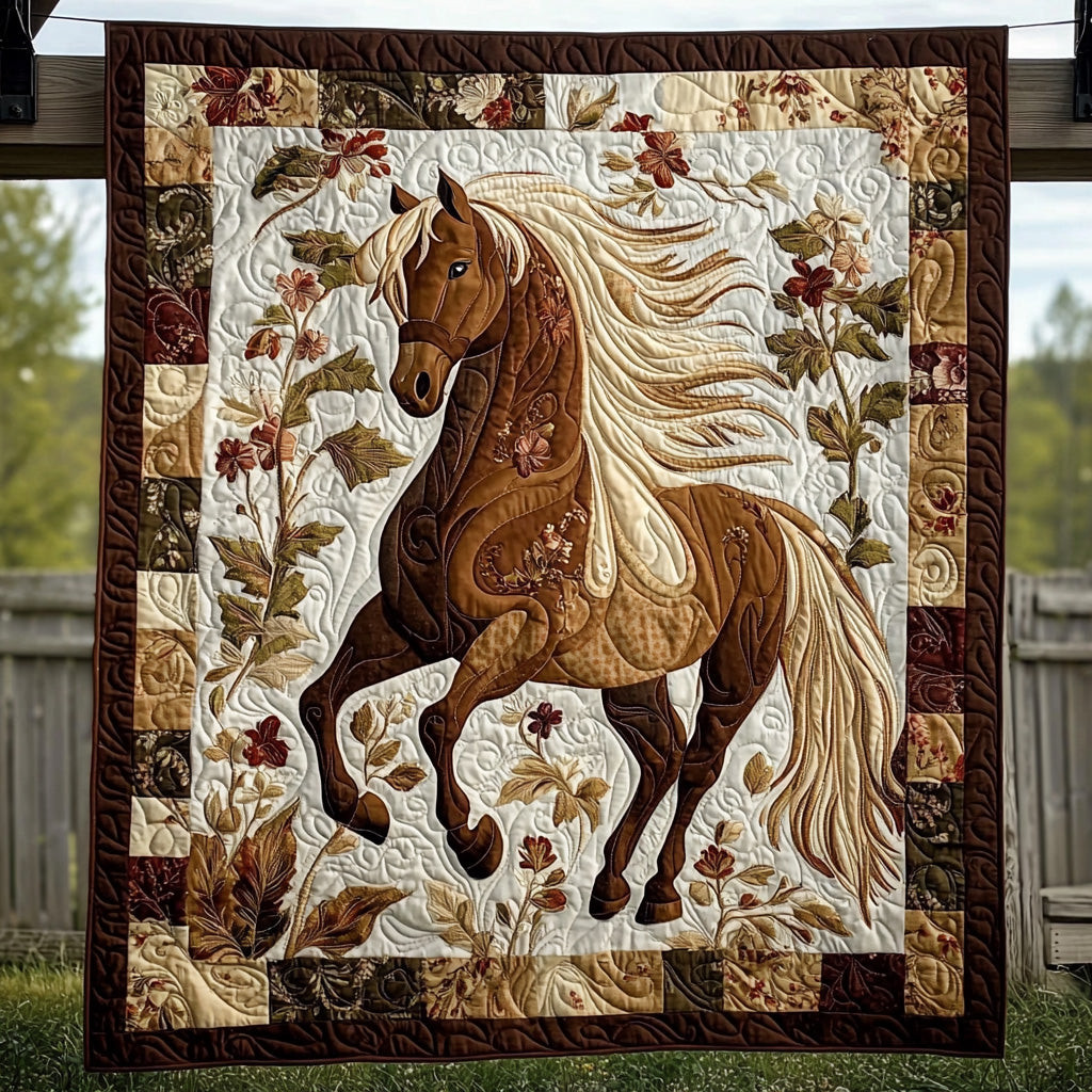 Wildflower Horse Quilted Blanket Nice Throw Blanket Useful Gifts For Horse Owners Wildflower Horse Quilted Blanket Nice Throw Blanket Useful Gifts For Horse Owners - Image 1