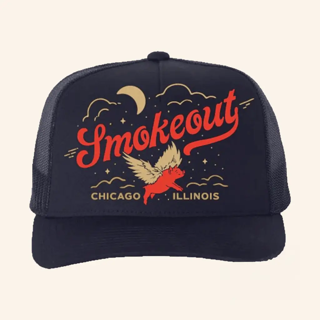 Windy City Smokeout Merch Flying Pig Trucker Hat Gifts For Dudes -WearandDecor