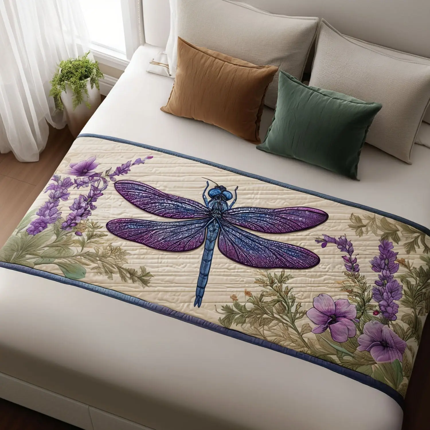 Winged Serenity Quilted Bed Runner Winged Serenity Movement Faith-Inspired Gift