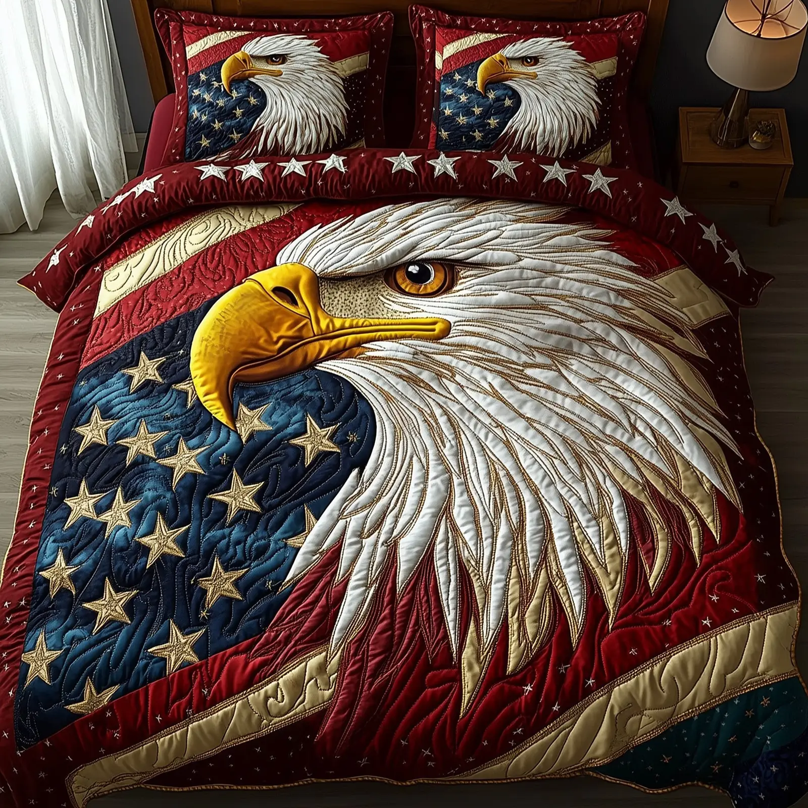 Wings of Liberty  Quilted Bedding Set Best Luxury Sheets Birthday Gifts For Mom