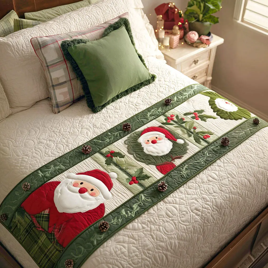 Winter Berries Quilted Bed Runner Winter Berries Holiday Gift