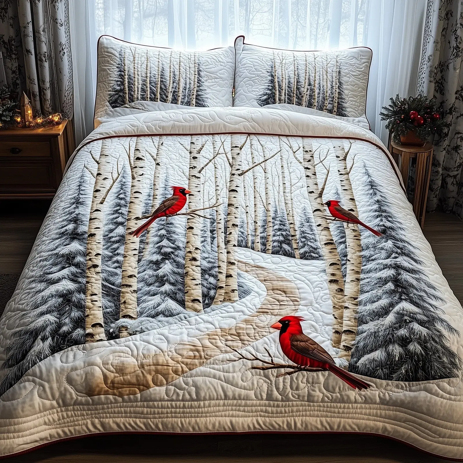 Winter Besties Christmas Quilted Bedding Set Duvet Cover Bedspread Xmas Gifts For Mom