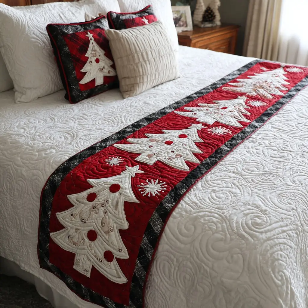 Winter Charm Quilted Bed Runner Winter Charm Accent Holiday Gift for Wife