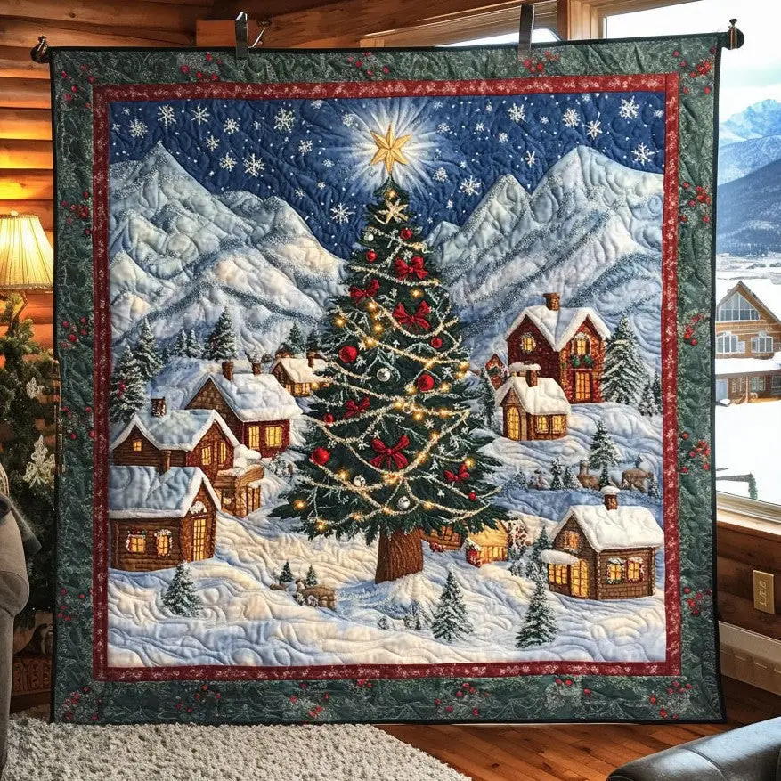 Winter Cottage Quilt Perfect Housewarming Gift with Quilt Blanket