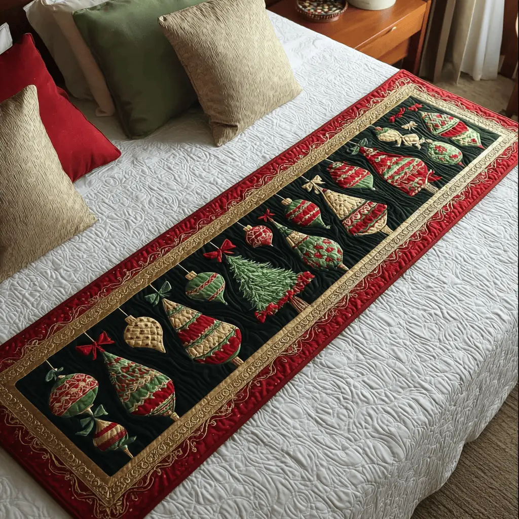 Winter Glow Quilted Bed Runner Gentle Winter Glow Holiday Gift for Sister