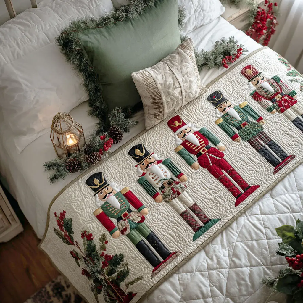 Winter Guard Quilted Bed Runner Winter Season Strength Christmas Gift for Husband