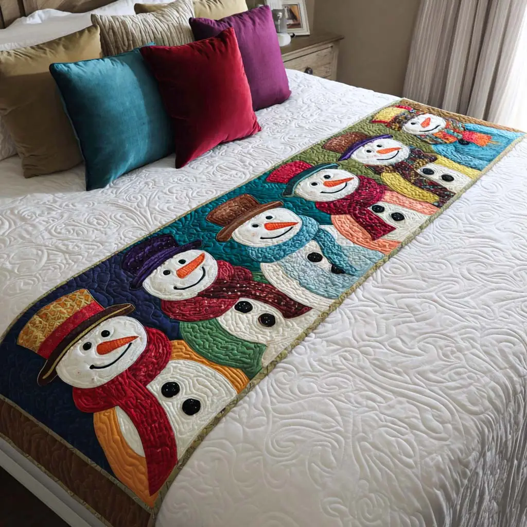 Winter Magic Quilted Bed Runner Winter Magic Detail Christmas Gift for Wife