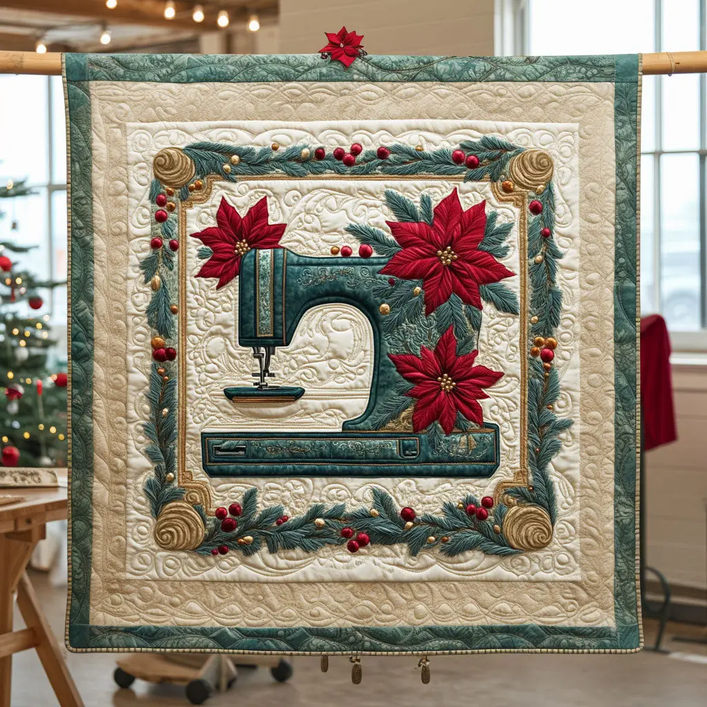 Winter Magic Sewing Machine Quilt Elegant Quilt Blanket Gift for Housewarming Winter Magic Sewing Machine Quilt Elegant Quilt Blanket Gift for Housewarming - Image 1