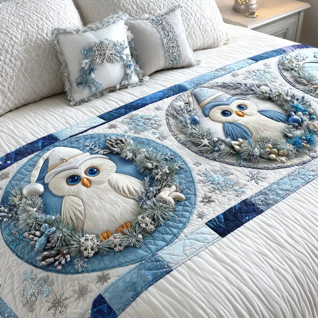 Winter Night Gaze Quilted Bed Runner Winter Night Gaze Seasonal Home Gift