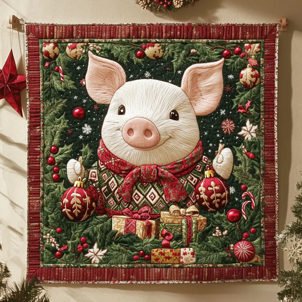 Winter Spirit Pig Quilt Practical Quilt Blanket Gift for Comfort and Style