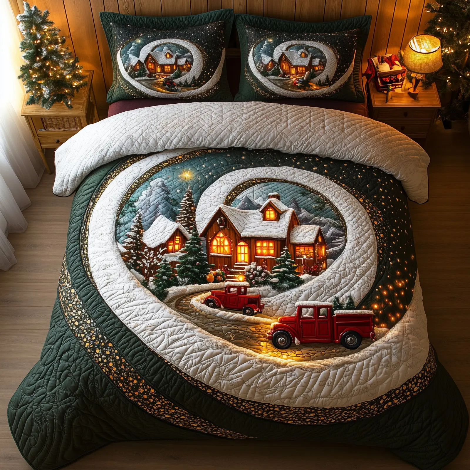 Winter Wonderland Christmas Quilted Bedding Set Duvet Cover Bedspread Xmas Gift Ideas For Her Winter Wonderland Christmas Quilted Bedding Set Duvet Cover Bedspread Xmas Gift Ideas For Her - Image 1