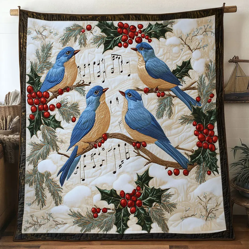 Winterlight Bluebird Quilt Unique Quilt Blanket Gift for Special Occasions Winterlight Bluebird Quilt Unique Quilt Blanket Gift for Special Occasions - Image 1