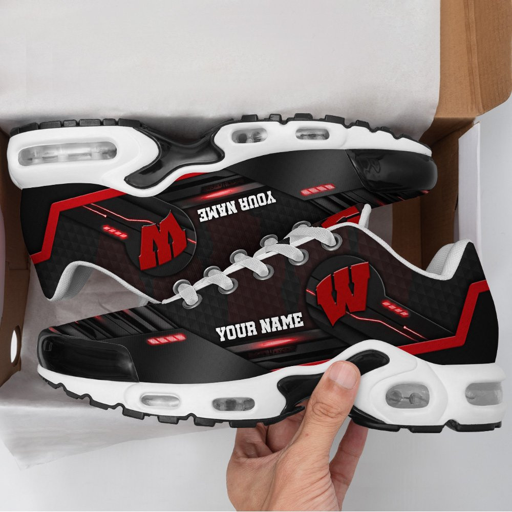 Wisconsin Badgers Shoes 2025 Version Personalized Your Name, Sport Shoes, Gifts For Sport Fans, Gifts For Him Ph897