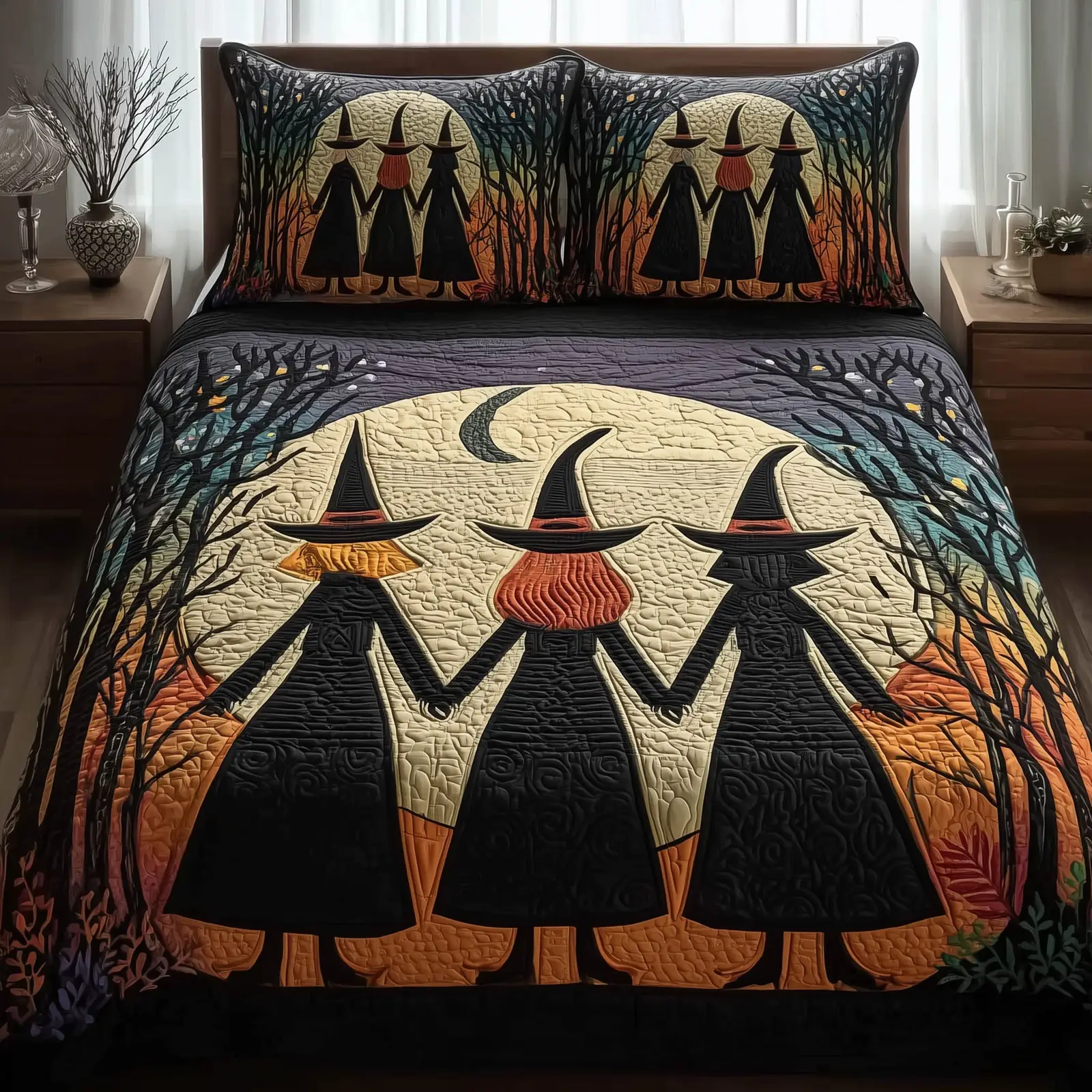 Wisdom Squad Quilted Bedding Set Geometrical Pattern
