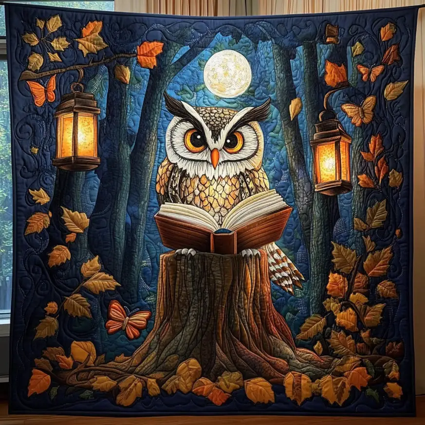 Wise Owl Quilt.webp Perfect Quilt Blanket Gift for Family and Friends Wise Owl Quilt.webp Perfect Quilt Blanket Gift for Family and Friends - Image 1