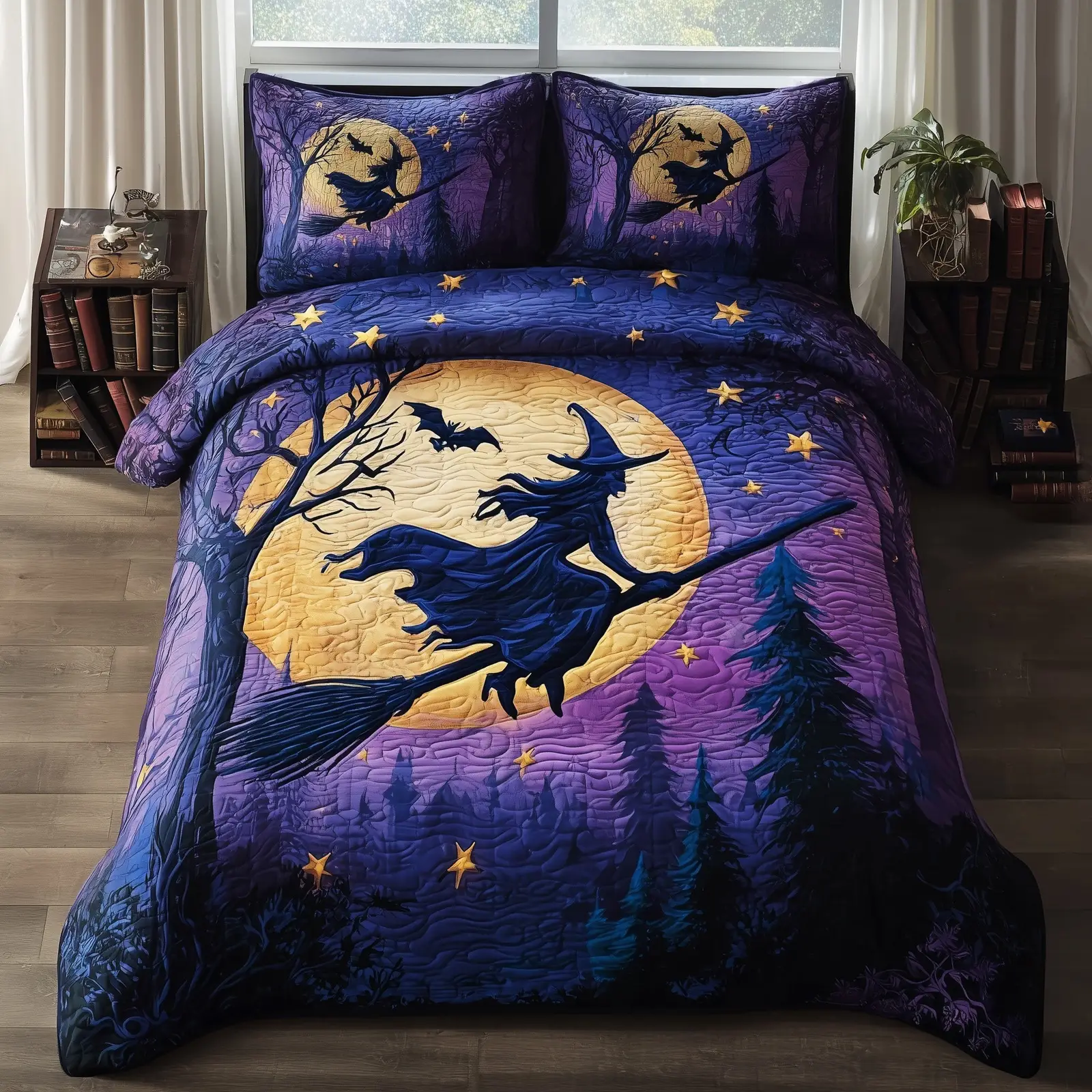 Witch Quilted Bedding Set Holiday Gift