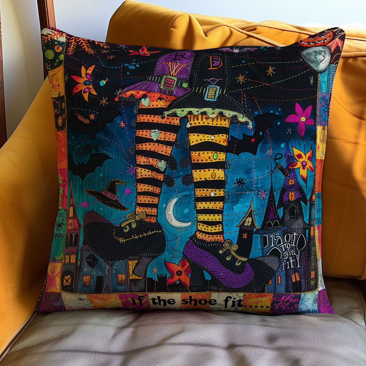 Witch's Shoes Quilt Pillow Case Large Couch Pillows Gifts For Mother In Law