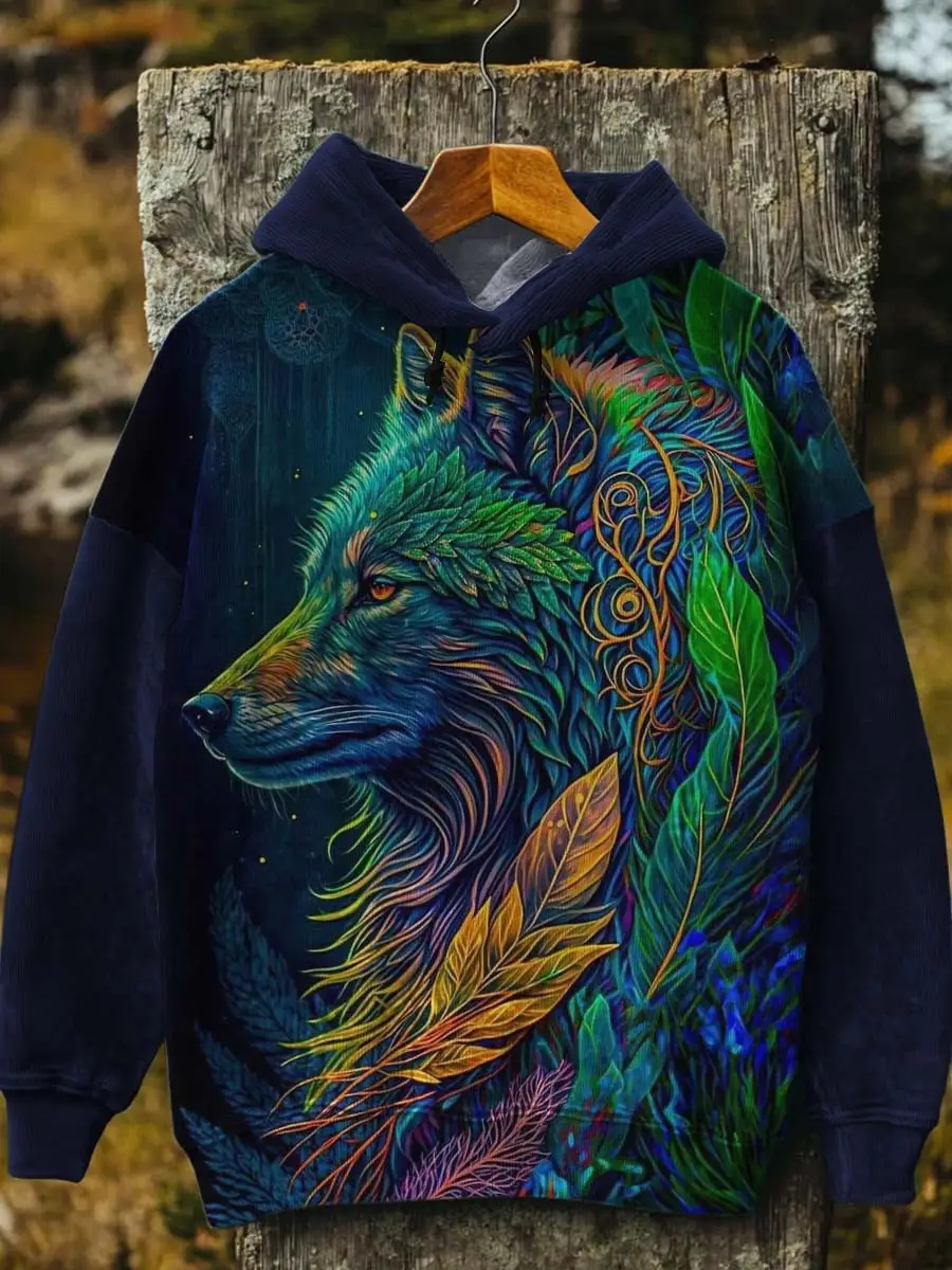 Wolf Colorful Soul Hoodie Leaves Printed Clothing Halloween Holiday Wolf Lovers Gifts_ Wolf Colorful Soul Hoodie Leaves Printed Clothing Halloween Holiday Wolf Lovers Gifts_ - Image 1