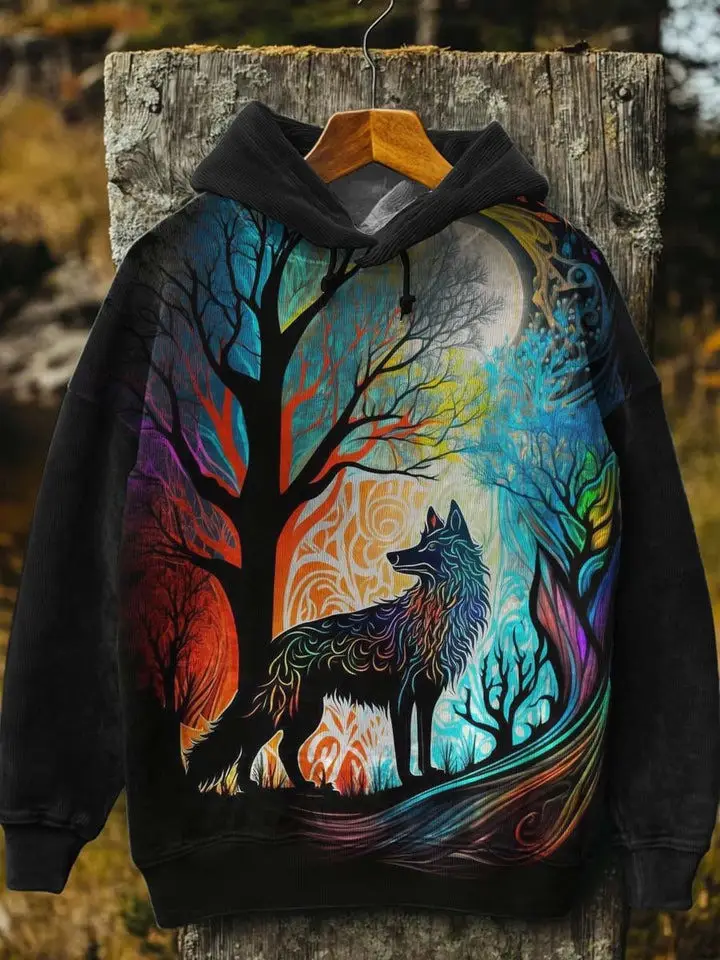 Wolf In The Night Hoodie Gothic Clothing Halloween Holiday Wolf Lovers Gifts
