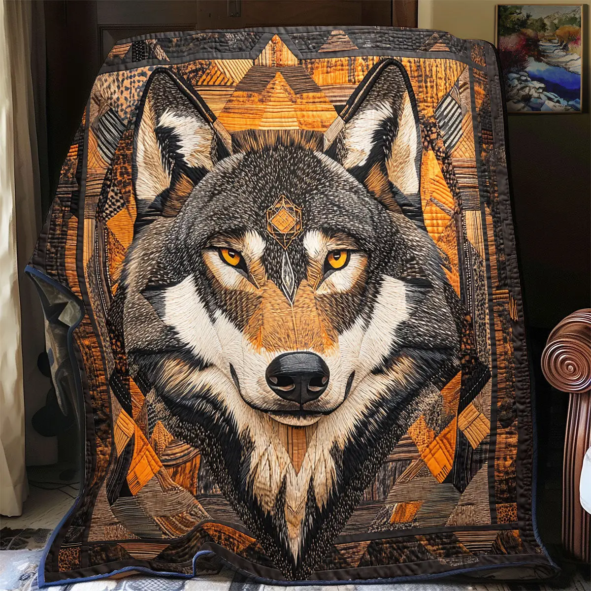 Wolf Native American Quilt Blankets Gift For Daughter In Law On Mother'S Day