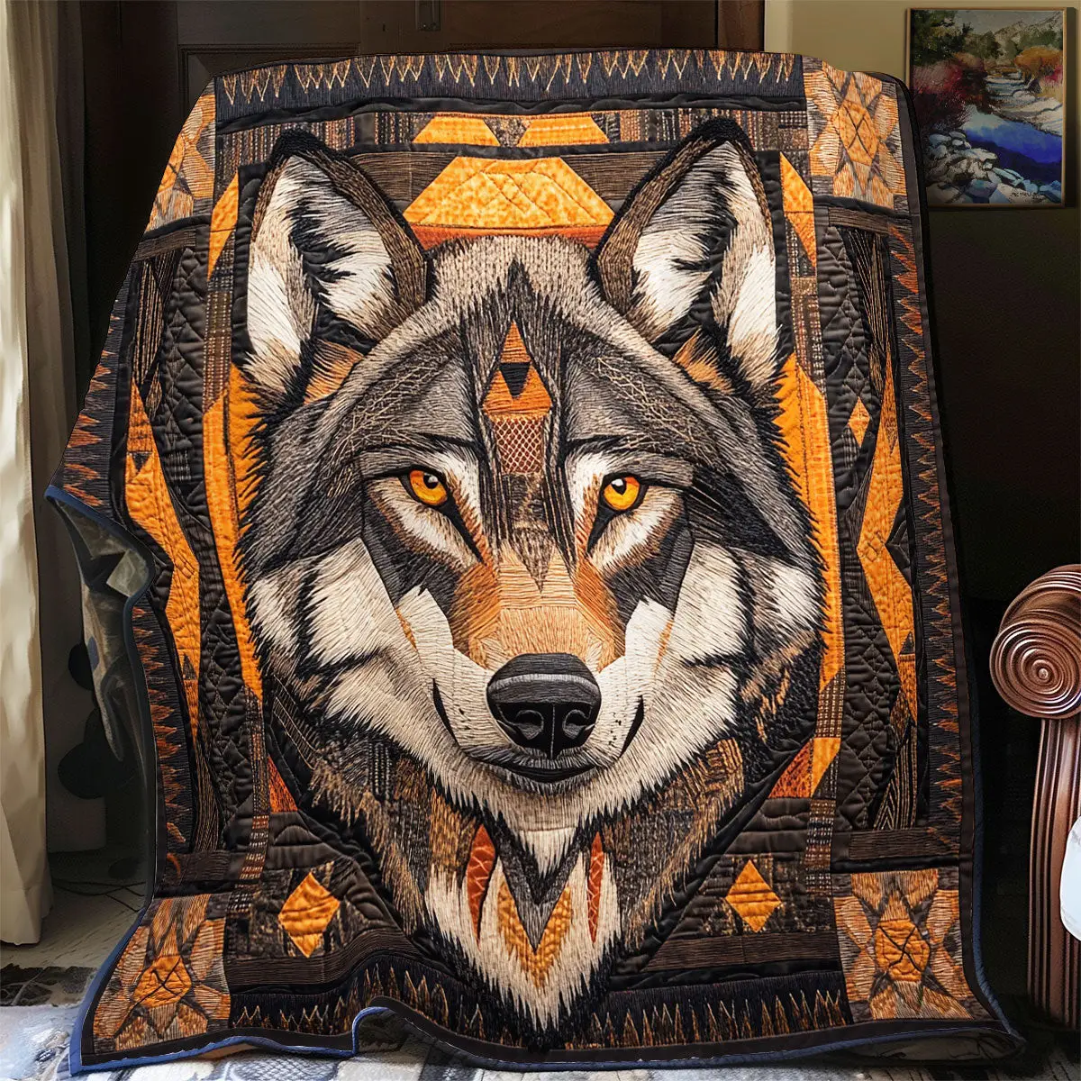 Wolf Native American Quilt Blankets Mothers Day Gift For New Mother