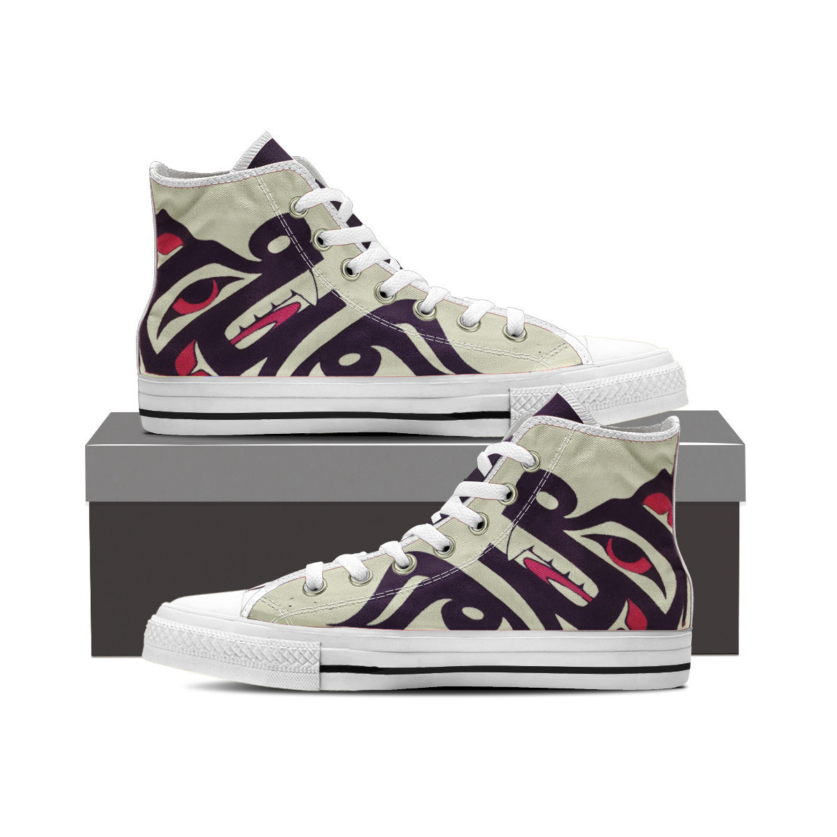 Wolf Pacific Northwest Coast High Top Shoes Haida Art Printed Merch