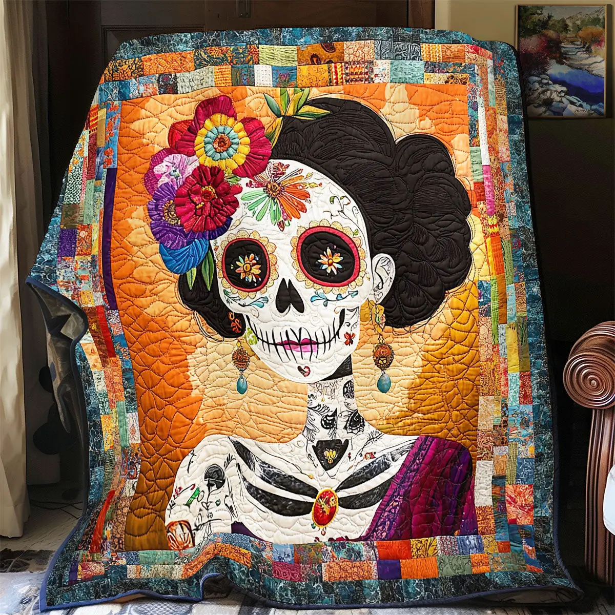 Woman Day Of The Dead Quilt Blankets Special Mother's Day Gifts For Mom Woman Day Of The Dead Quilt Blankets Special Mother's Day Gifts For Mom - Image 1