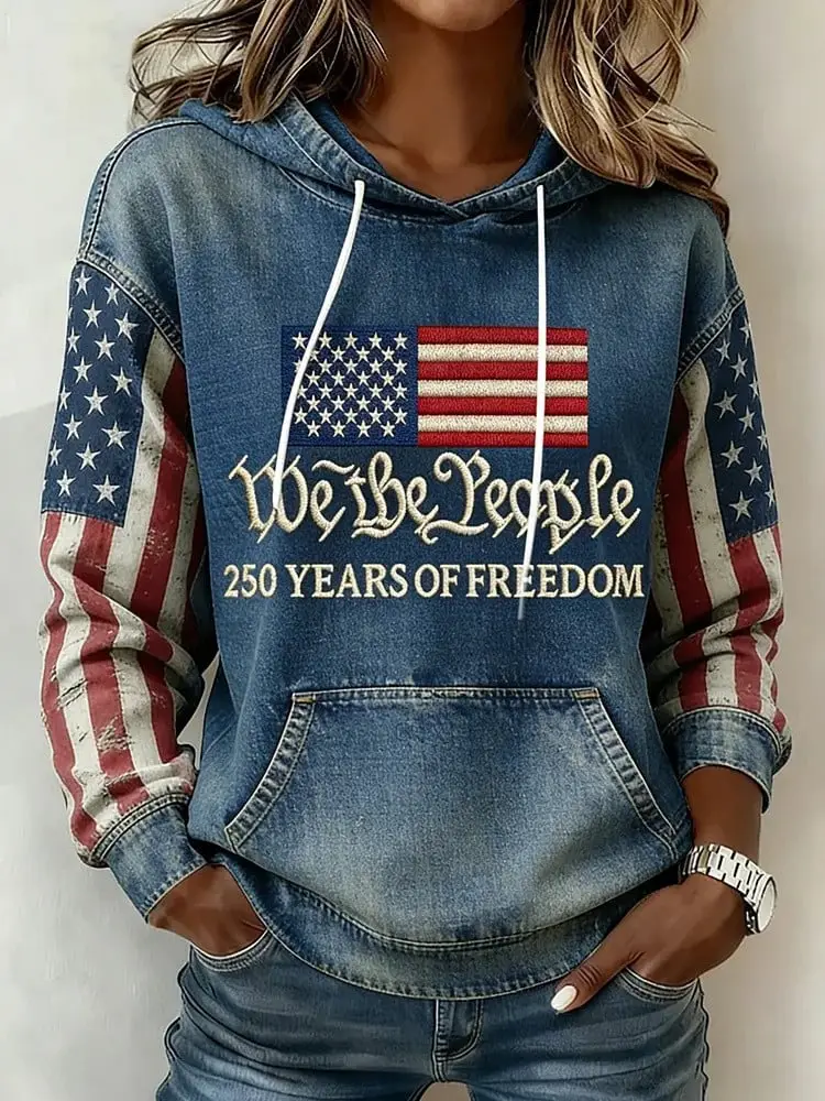 Women's 250th America Anniversary Hoodie We The People 250 Years Of Freedom 2026 Merch Gifts