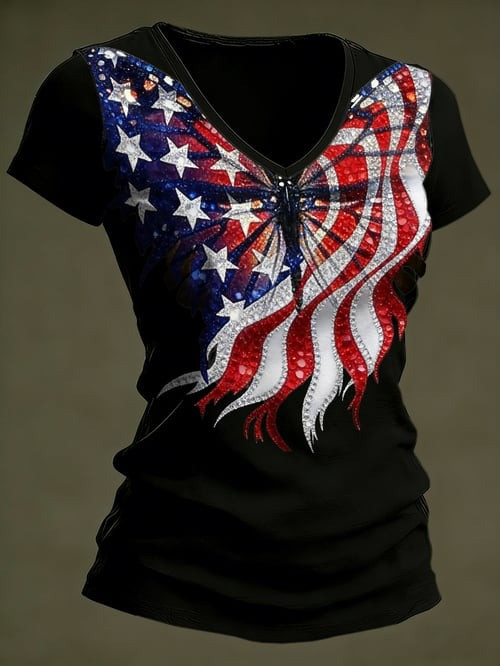 Women's 250Th Anniversary V-Neck Shirt Casual Retro Patriotic Clothes Great Gift For Her Women's 250Th Anniversary V-Neck Shirt Casual Retro Patriotic Clothes Great Gift For Her - Image 1