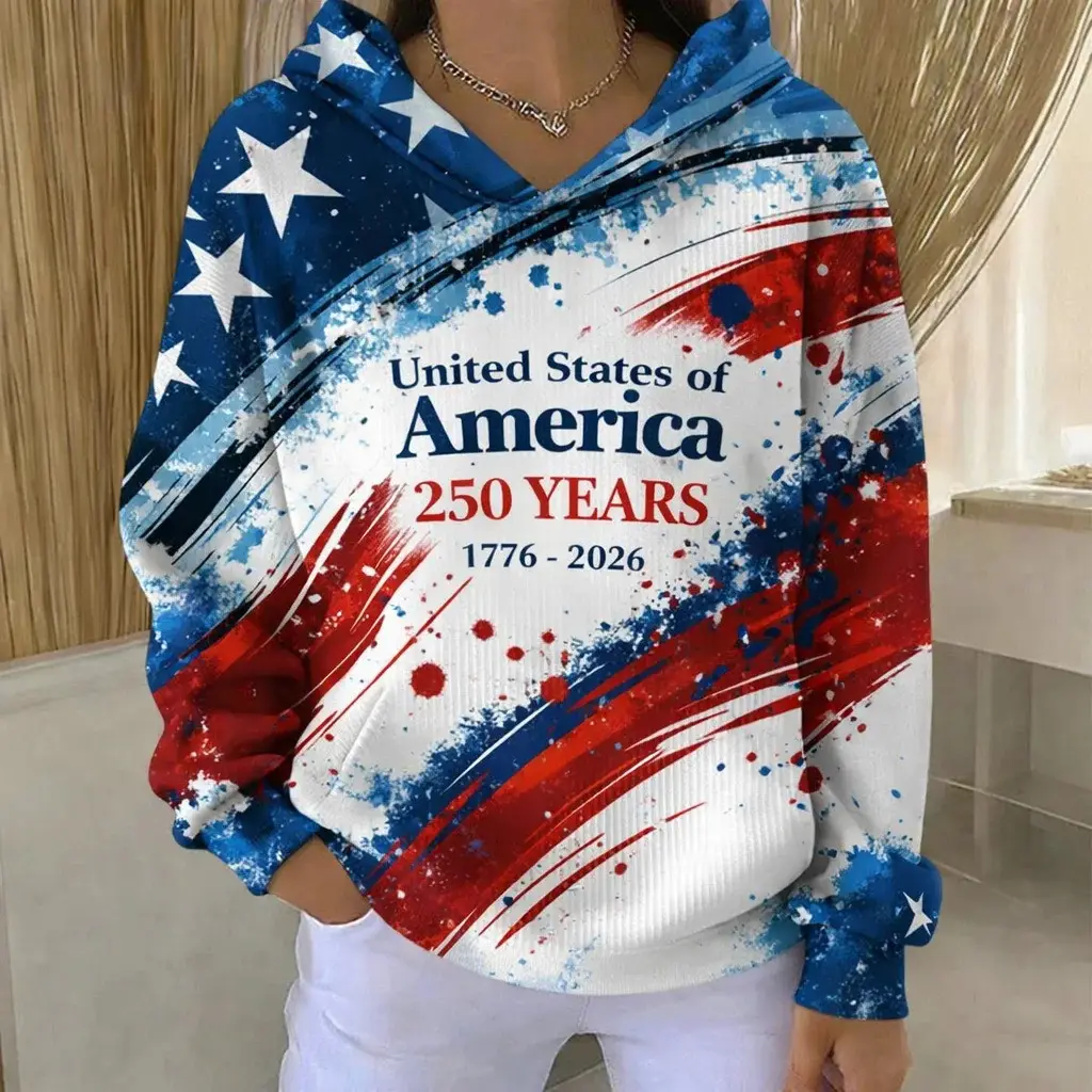 Women's America 250 Years Hoodie 1776 2026 Independence Day USA Apparel Patriotic Gift