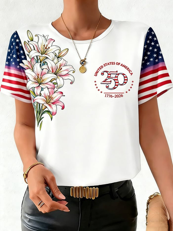Women's American 250th Anniversary T-Shirt Independence Day Clothing Gift For Friends