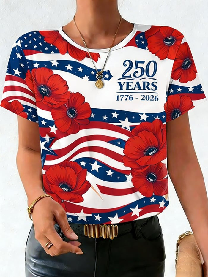 Women's American 250th Anniversary T-Shirt Independence Day Clothing Gift For Her