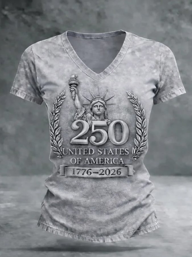 Women's American 250th Anniversary V-Neck Shirt United States Of America Clothes Gift Women's American 250th Anniversary V-Neck Shirt United States Of America Clothes Gift - Image 1
