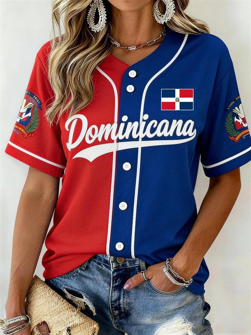 Women's Dominicana Baseball Jersey Shirt Flag Dominican Republic Apparel Gift For Girlfriend
