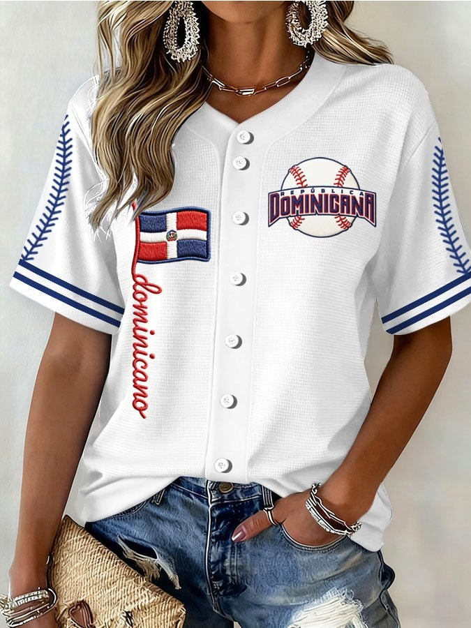 Women's Dominicana Baseball Jersey Shirt Flag Dominican Republic Baseball Clothes Gift For Her