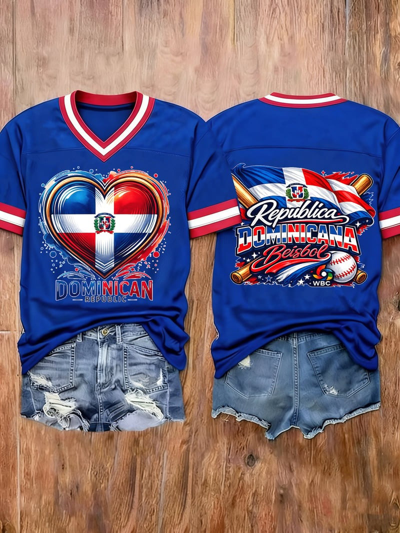Women's Dominicana Baseball V-Neck Jersey Republica Dominicana Beisbol Clothes Gift For Fan