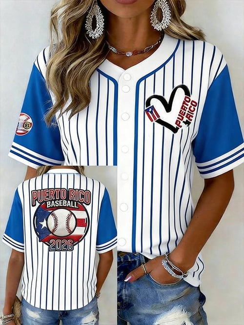 Women's Puerto Rican Baseball Jersey Shirt Game Day America Clothes Gift For Daughter