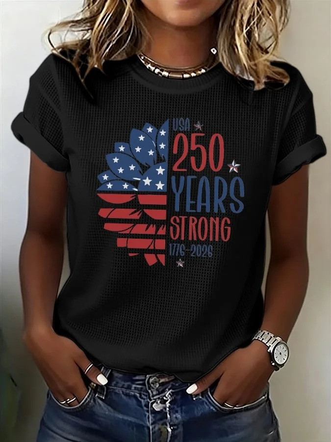 Women's USA 250 Years Strong T-Shirt Patriotic 1776 2026 Anniversary Shirt Gift For Her