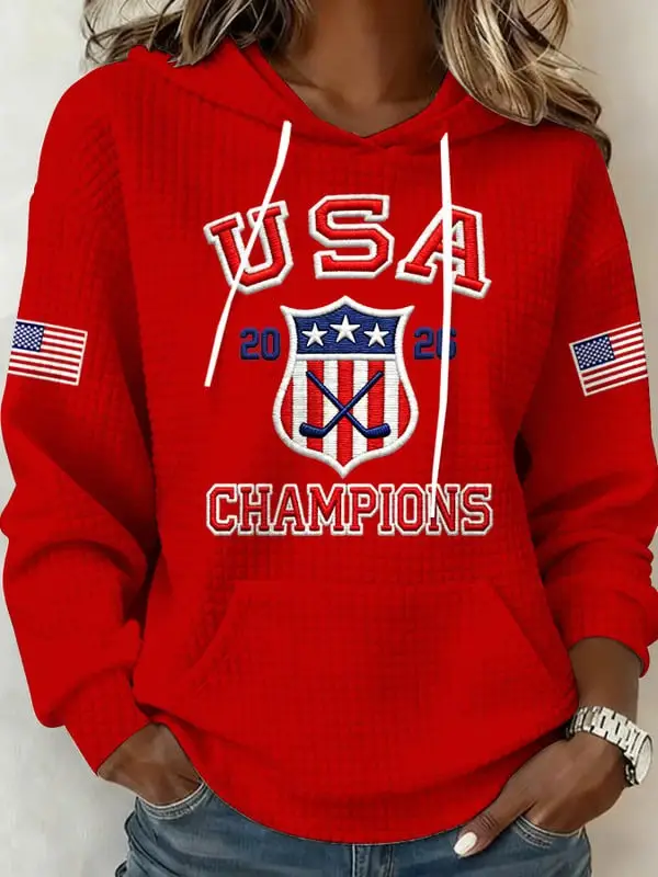 Women's USA Hockey Hoodie USA 2026 Champions Clothing Gift for Hockey Fans