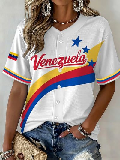 Women's Venezuela Champions WBC 2026 Baseball Jersey Game Day Apparel Gift For Baseball Fans
