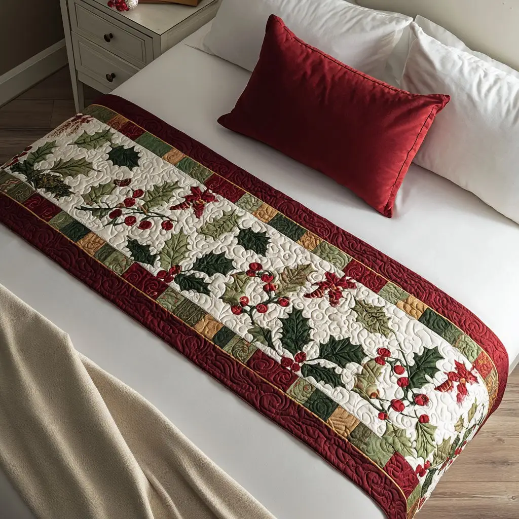 Wonder Glow Quilted Bed Runner Holiday Glow Theme Christmas Gift for Wife
