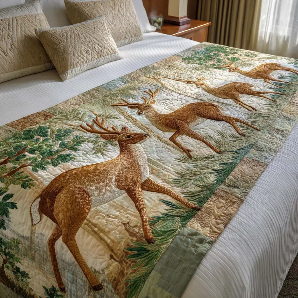 Woodland Grace Quilted Bed Runner Woodland Grace Bloom Nature Home Gift