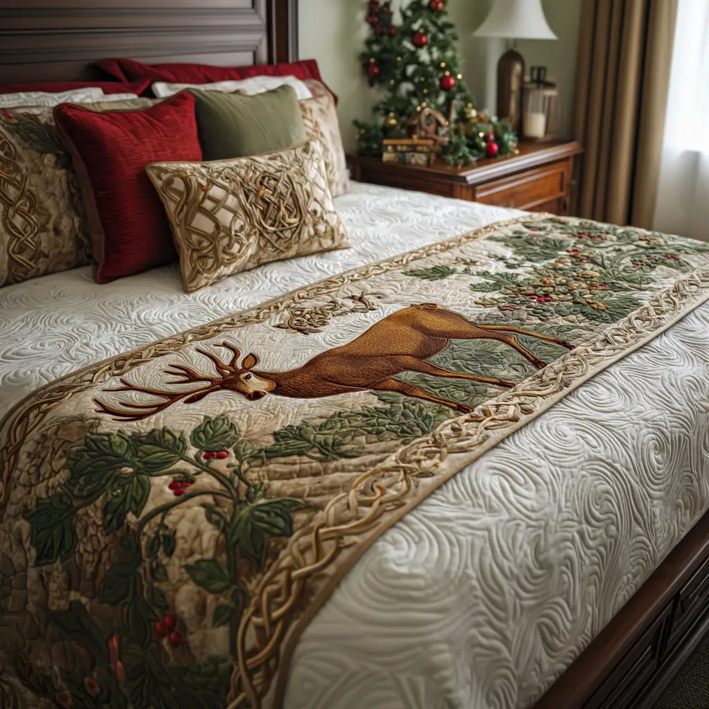 Woodland Heir Quilted Bed Runner Woodland Heir Theme Nature-Inspired Home Gift Woodland Heir Quilted Bed Runner Woodland Heir Theme Nature-Inspired Home Gift - Image 1