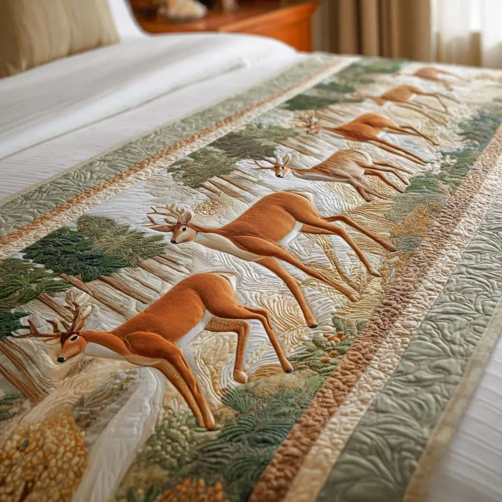Woodland Parade Quilted Bed Runner Woodland Parade Story Beautiful Home Gift