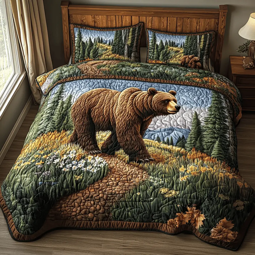 Woodland Titan Quilted Bedding Set Cozy Bedroom Decor Gifts Ideas For Hunters